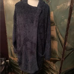 Free people oversized chenille like teal sweater jacket size med. Gently used